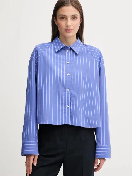 Calvin Klein Jeans koszula fioletowy relaxed z kołnierzykiem klasycznym czarna