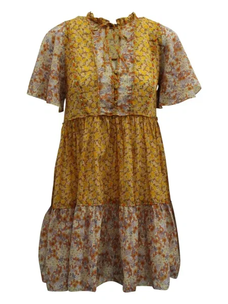 Rochie mini Maje cu model floral de costum galben