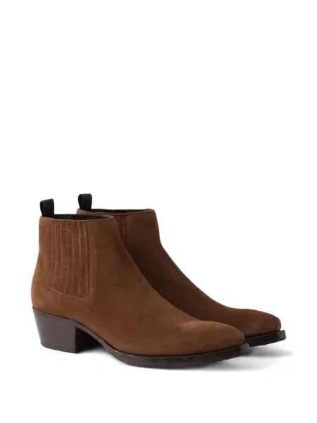 Botine chelsea Prada din piele de căprioară maro