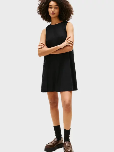 Льняное джинсовое платье Tommy Jeans черное