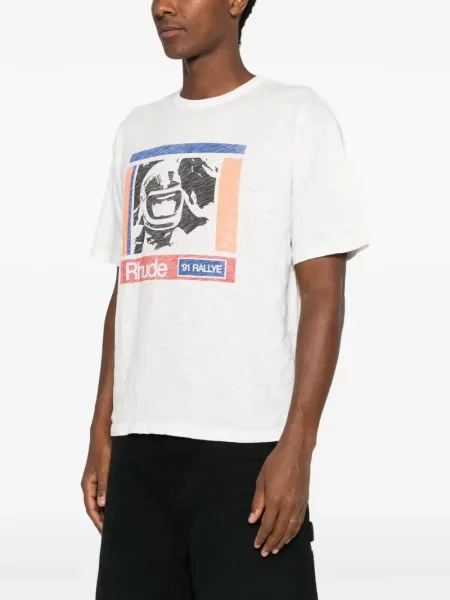 Tricou Rhude cu imagine alb