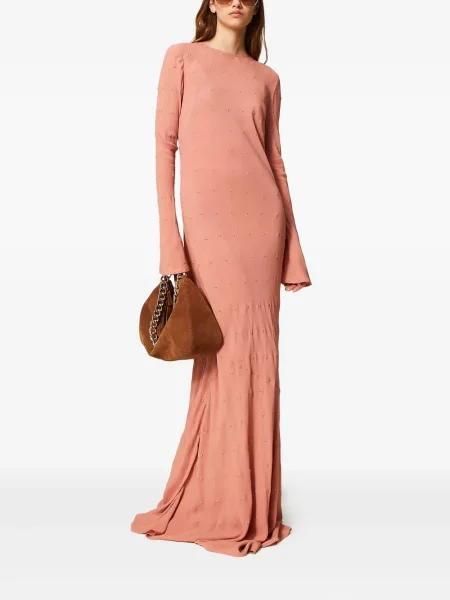 Rochie maxi Twinset de cristal de costum roz