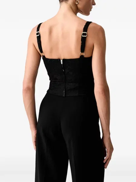 Top Guess cu model floral din dantelă negru
