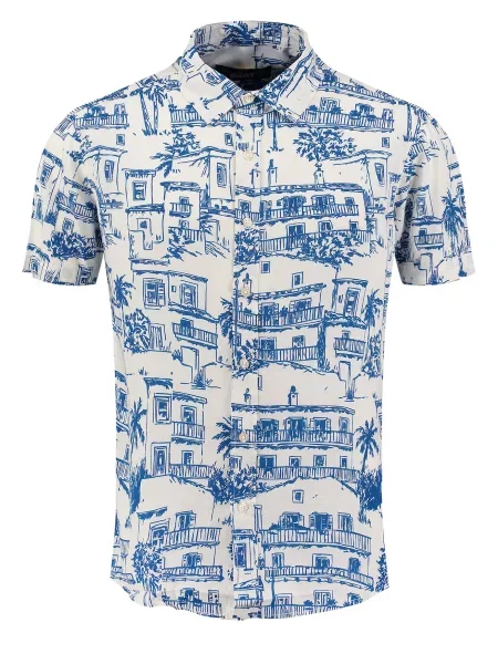 Key Largo Cămașă Village albastru închis / murdar alb