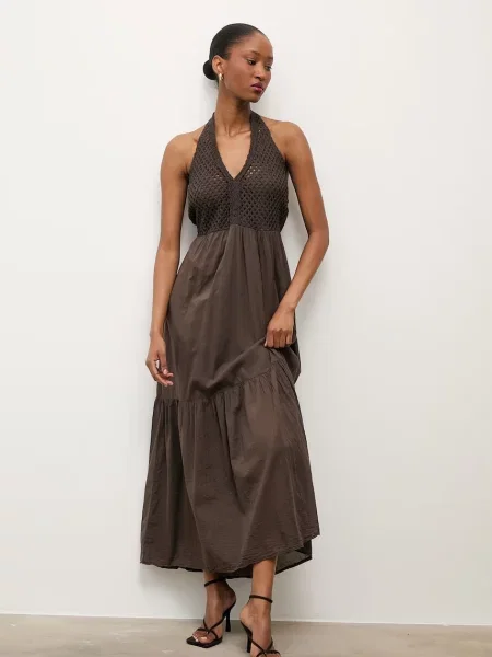 Answear.LAB babydoll haljina od pamuka smeđa