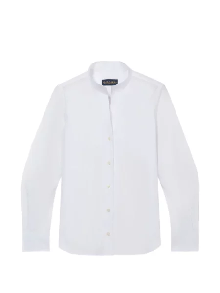 Cămașă Brooks Brothers cu guler de stand-up din poplin alb