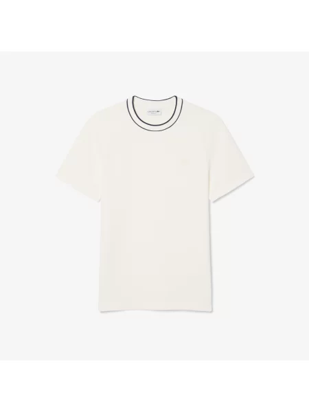 Lacoste T-Shirt Stretch Piqué Z Prążkowanym Kołnierzykiem biała