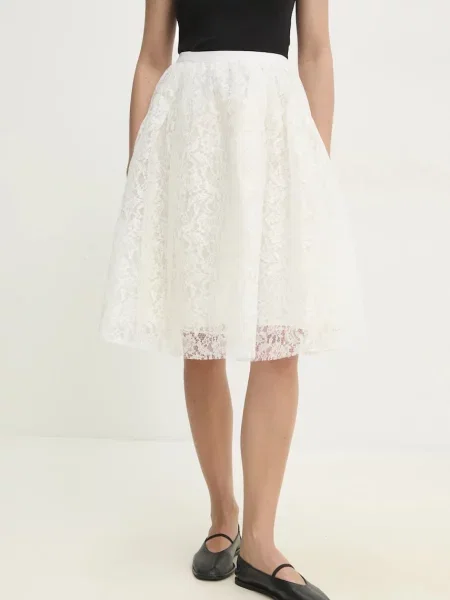 Fustă midi Answear Lab până la genunchi alb