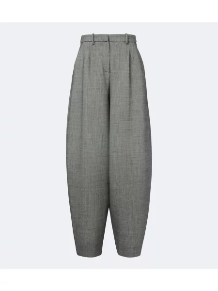 Pantaloni Magda Butrym de lână cu model herringbone gri