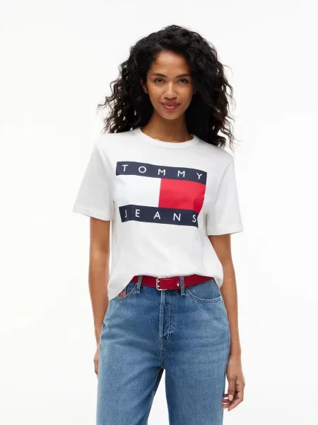 Tommy Jeans Tričko námornícka modrá / červená biela