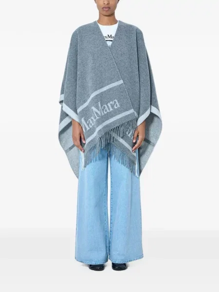 Poncho Max Mara cu franjuri gri