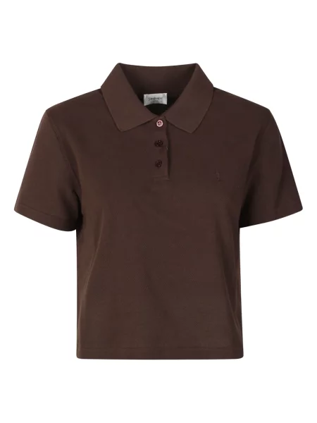 Koszulka polo Saint Laurent brązowa