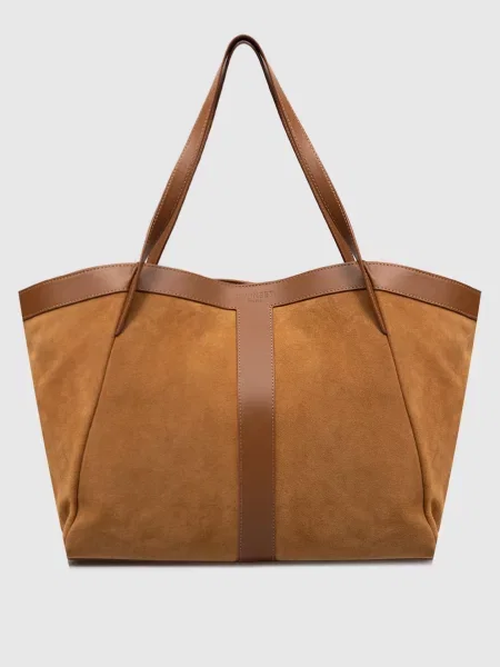 Замшева сумка з тисненням логотипа Twinset коричнева