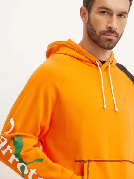 Суичър с качулка Puma с качулка с принт оранжево