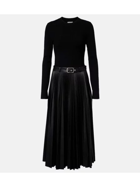 Rochie midi Simkhai tricotate plisată până la genunchi negru