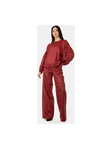 Lniana bluzka Max Mara czerwona