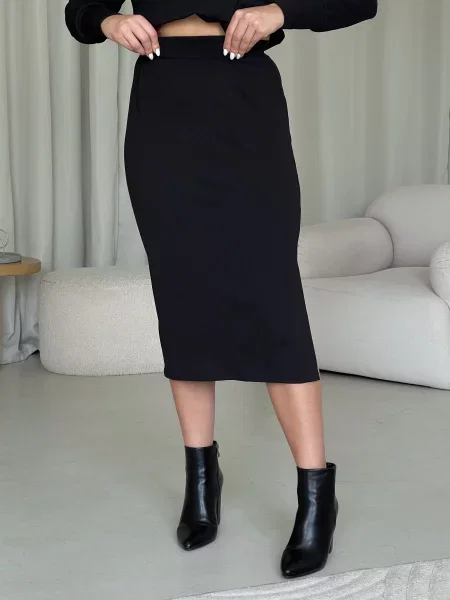 Кашемировая юбка миди Merlini черная