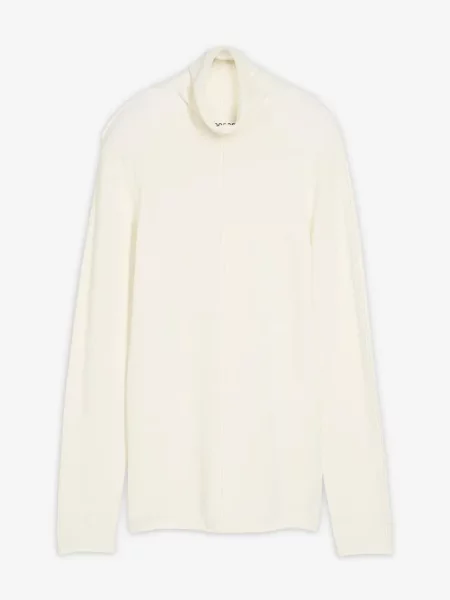 Sweter z golfem z miękkiej mieszanki kaszmiru biały