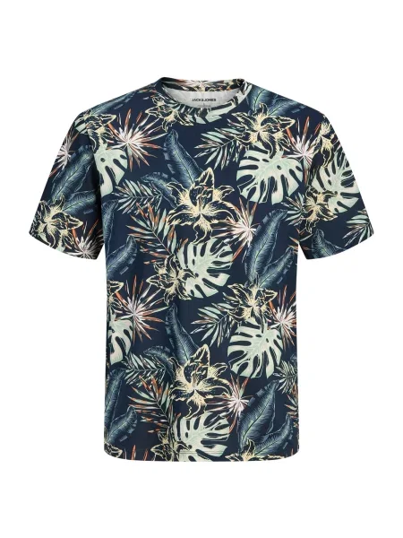 JACK & JONES Tricou JJHONOLULU bleumarin / maro / deschis / verde mentă galben