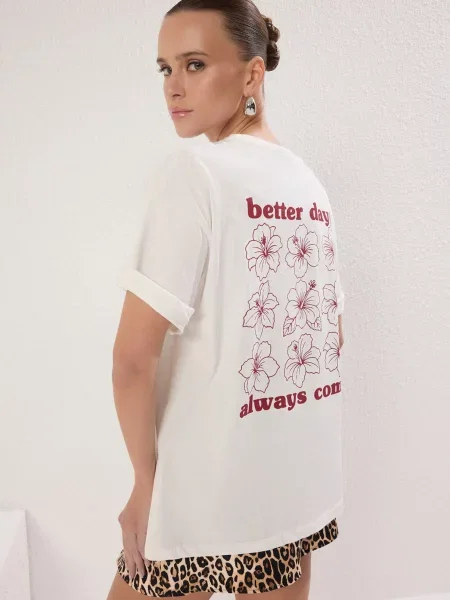Trendyol Tricou deschis / roșu vin bej