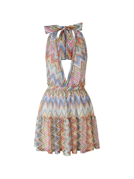 Rochie Missoni tricotate cu volane alb