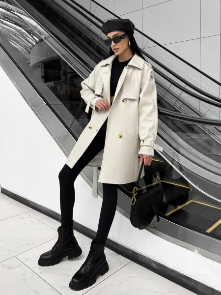 Тренч Jadone Fashion Trench_Nekst_bila штучна шкіра білий