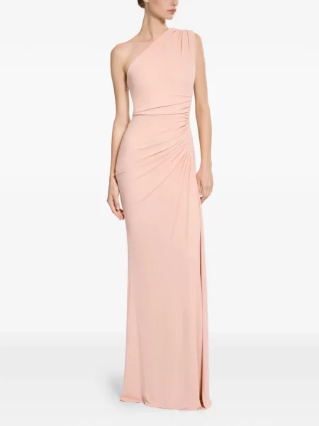 Rochie maxi Elie Saab drapată cu un umăr gol roz