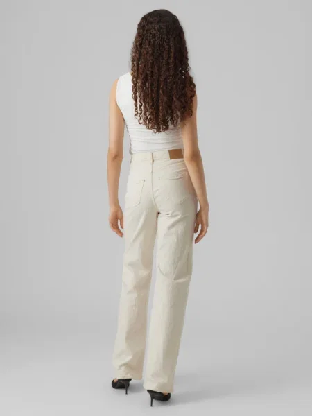 Vero Moda Džínsy Tessa Écru Wide Leg