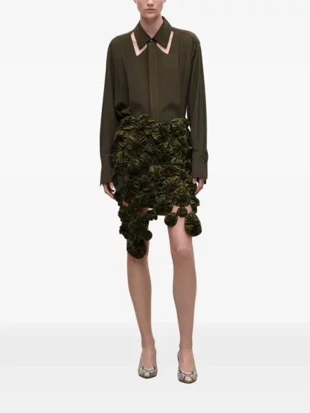 Cămașă Victoria Beckham de mătase verde