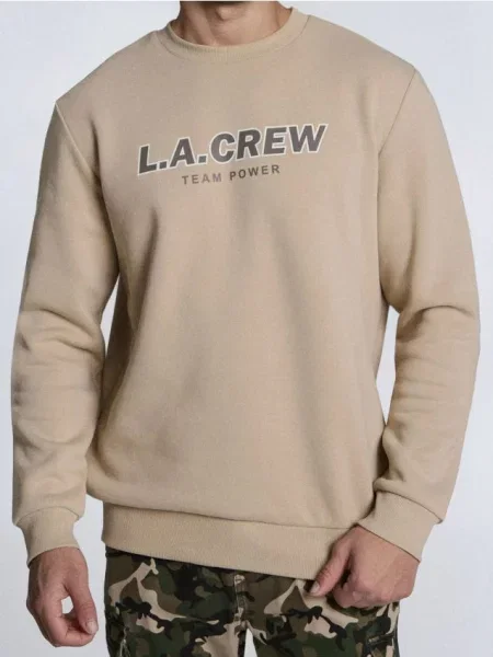 Sinsay Bluza crewneck z napisem beżowy