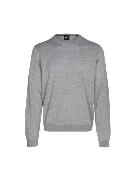 BOSS sweter wełniany lekki szary