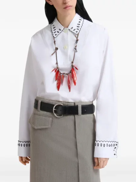 Cămașă Marni cu broderie din poplin alb