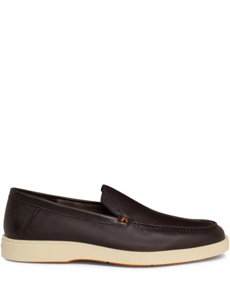 Pantofi loafer Santoni din piele maro