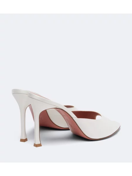 Papuci tip mules Amina Muaddi din satin alb