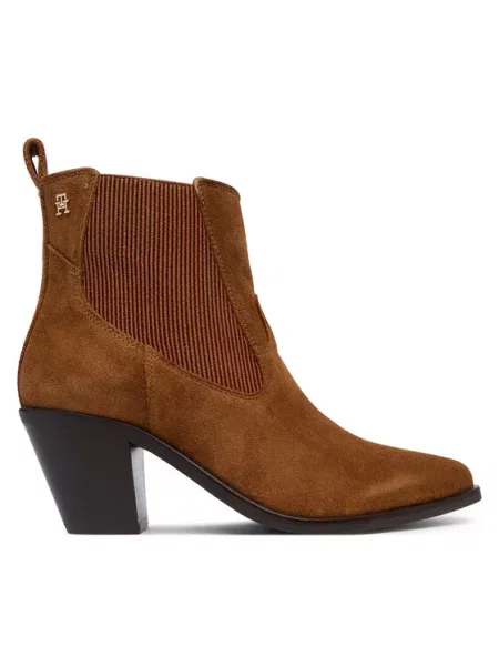 Čizme Tommy Hilfiger Suede Western Chelsea Boot smeđa