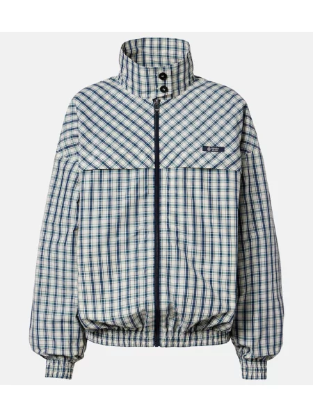 Jakna Prada s karirastim vzorcem bela