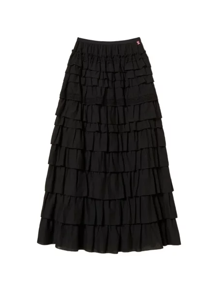 Fustă Twinset cu volane din dantelă negru