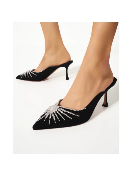 Klapki mules Aquazzura skórzane czarne