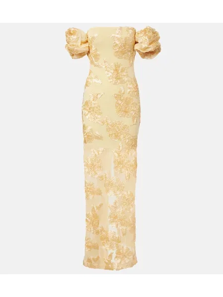 Rochie maxi Rotate cu model floral galben