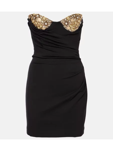 Jersey drapirana obleka Area z draperijo črna