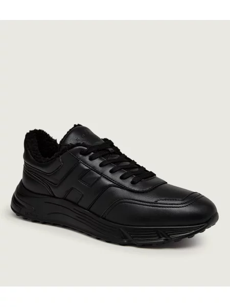 Hogan Teniși din piele Hogan Hyperlight Allacciato | shearling cu adaos de lână negru