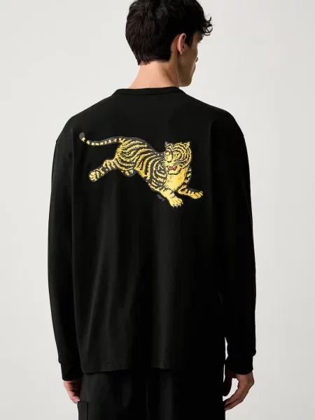 Tricou cu mânecă lungă Kenzo cu dungi de tigru negru