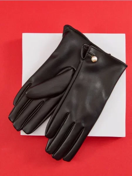 Рукавиці зі штучної шкіри чорний