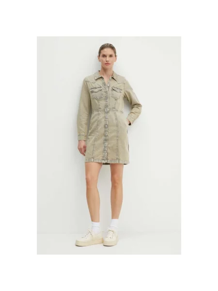 Levi's sukienka jeansowa mini prosta beżowy