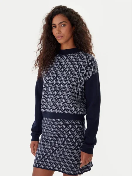 Guess Bluză cu gât Bleumarin