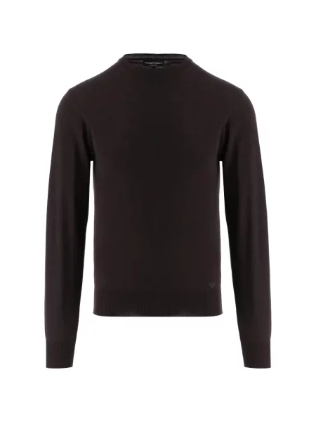 Pulover Emporio Armani cu decolteu rotund maro