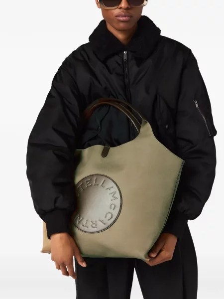 Geantă shopper Stella Mccartney cu autograf verde