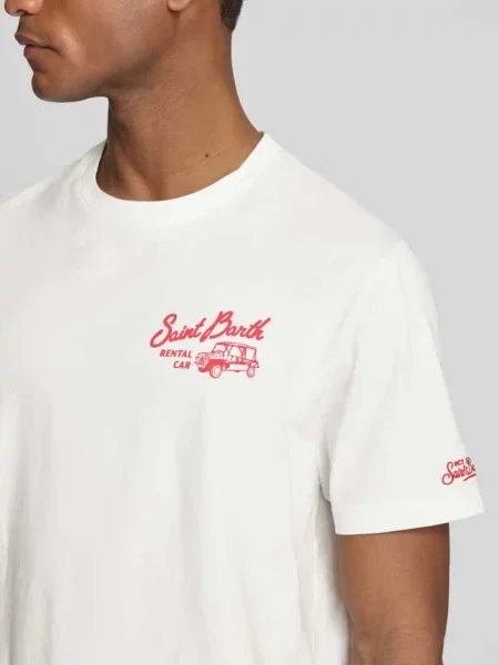 T-shirt z nadrukami logo model PORTLAND' Mc2 Saint Barth biała