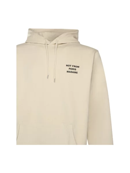 Drole de Monsieur Bluzy Mężczyzna XL Bluza z Kapturem z Napisem beżowy