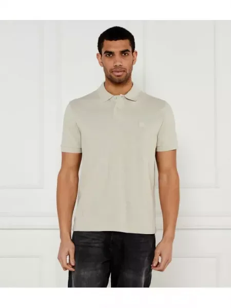BOSS ORANGE Polo Pe_linenlogo | cu adaos de in bej